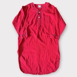 Neiman Marcus Mens L Red V-Neck Flannel Cotton Night Shirt Vintage Christma